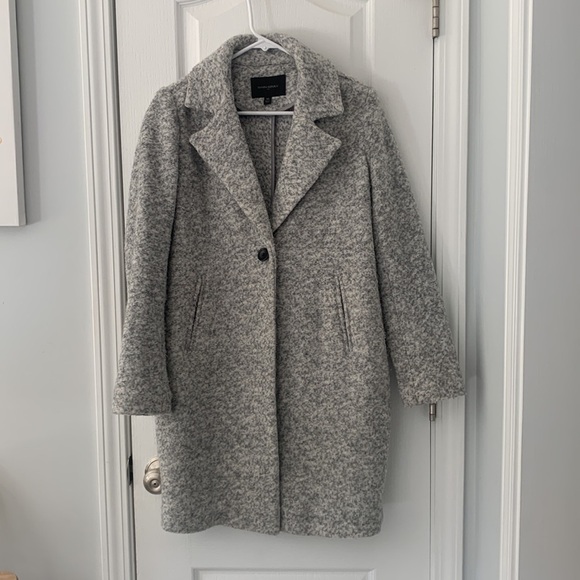 Banana Republic knit Wool Blend Overcoat heater grey one button size XS midi - Picture 1 of 13